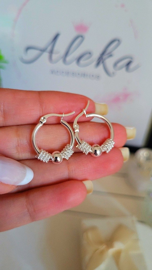 Producto - Argollas bali (2mm)de acero blanco