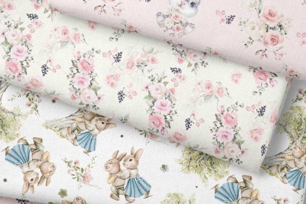 Producto - Set Telas Conejitos y Rosas 002