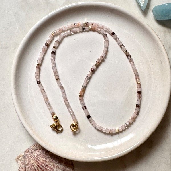 Producto - Collar facetado Cuarzo Rosa Rutilado