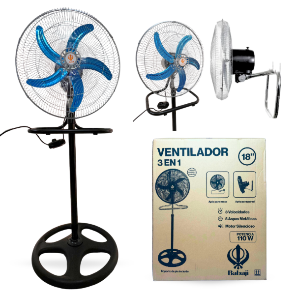 Producto - VENTILADOR metal 3 EN 1 potente 18" ALUMINIO 110 watts