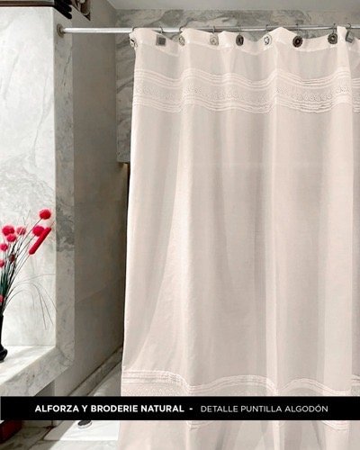 Producto - Cortina de Baño Dina Gerade Alforzas y Brod Natural
