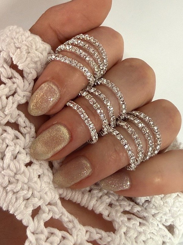 Producto - NF004 Anillo strass elastizado plateado