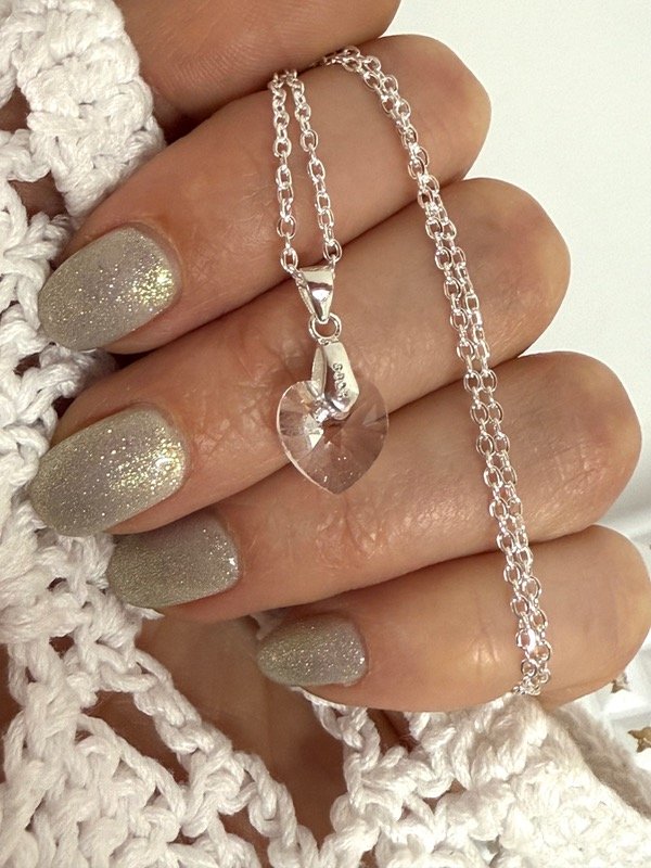 Producto - CB576 Collar con dije corazón cristal acero blanco 45 cm