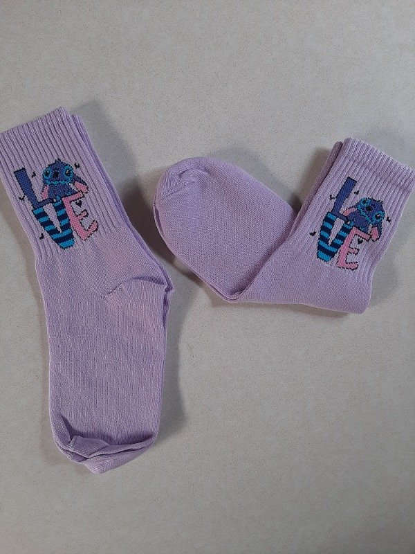 Producto - Media caña adulto - Stitch love fondo lila