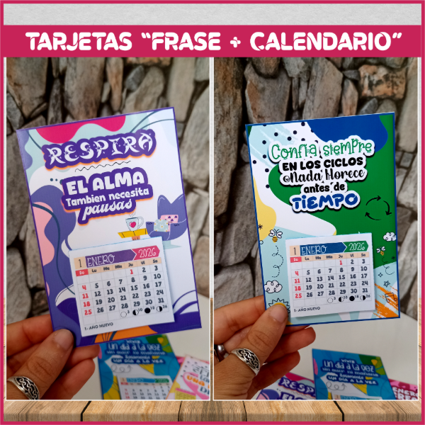 Producto - TARJETAS MOTIVACIONALES CON MINI CALENDARIO 2026