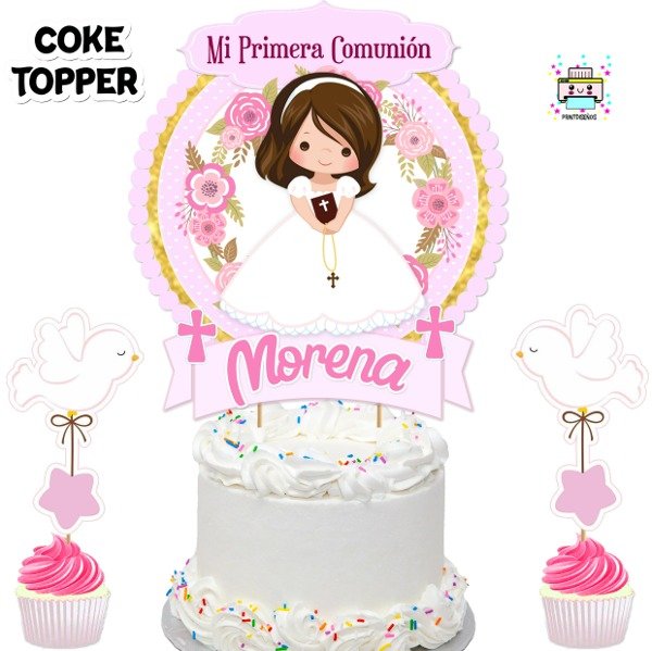 Producto - Kit Imprimible Cake Topper Adorno Torta Comunión Niña M1