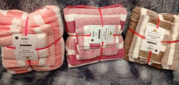 Producto - LINEA BLANCO Juego toallones rayado y rombo x 3