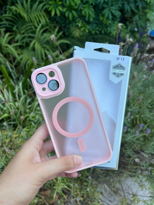 Producto - Funda magsafe rosa con protector de camara (cliquear modelo)
