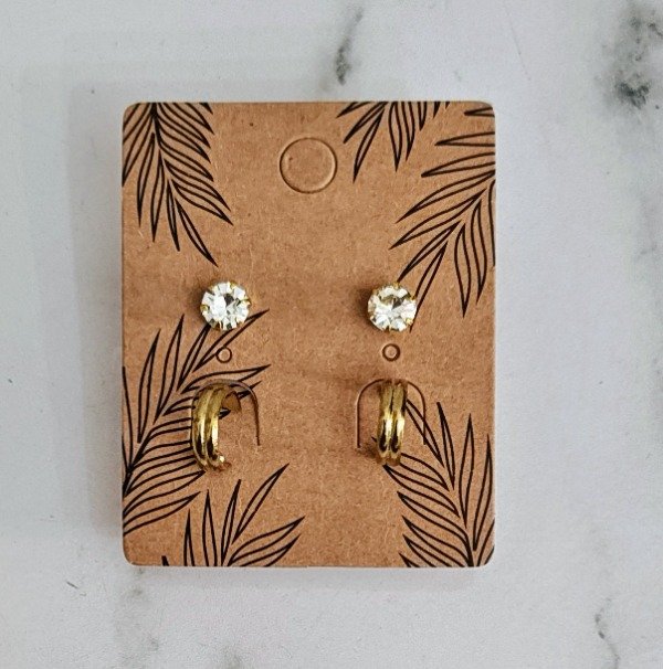 Producto - Combo Argollitas Rayas y Cubik engarzado