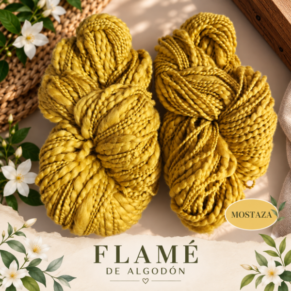 Producto - Combo Flame de Algodon Mostaza (2 madejas)