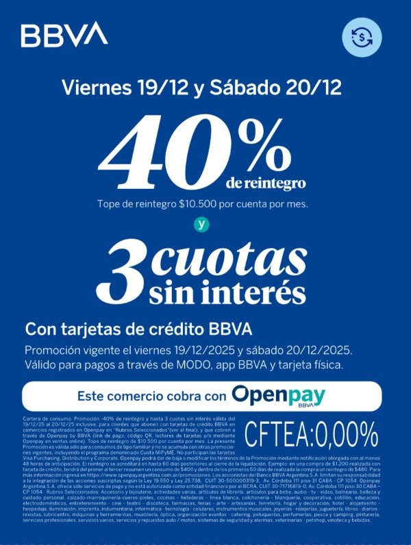 Producto - Promo bbva viernes 19 sabado 20/12