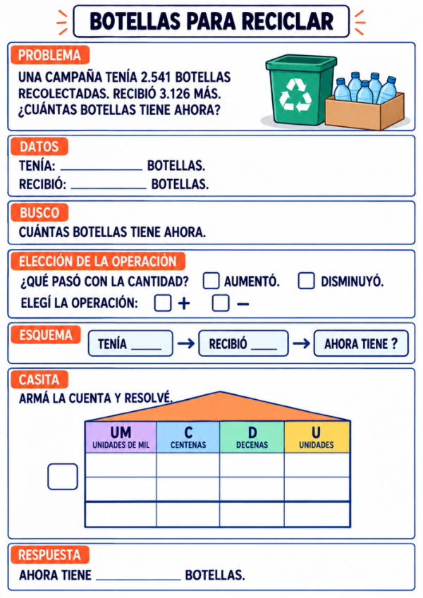 Producto - Resuelvo con casitas: Sumas y Restas con Números de 4 Cifras - 8