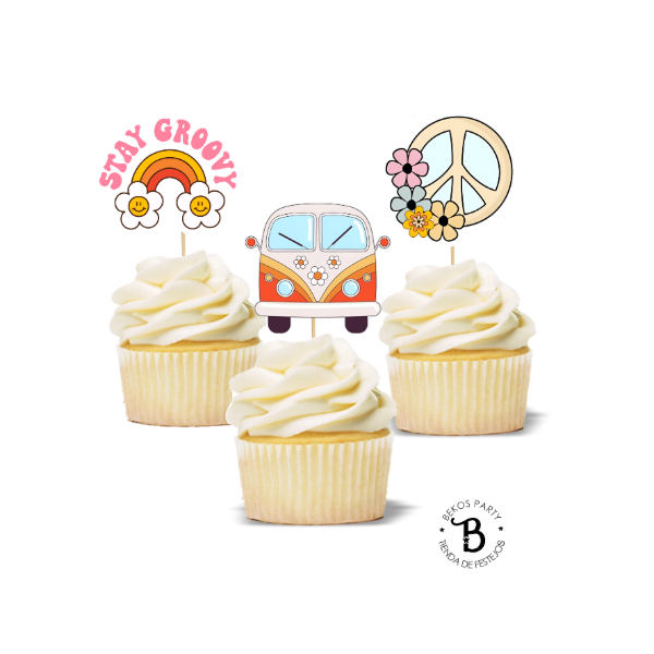 Producto - Topper cupcake silueta x 6 Good Vibes