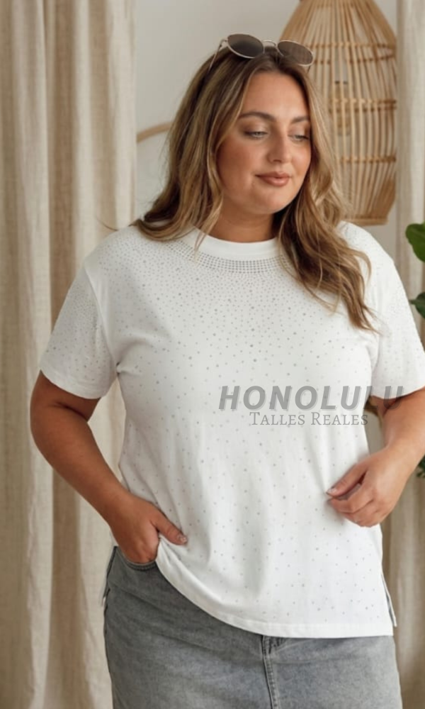 Producto - Remera con Strass Blanca
