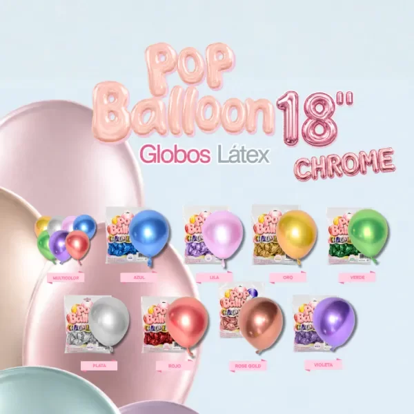 Producto - Globos Latex Chrome 18" - Pop Balloon x1 u - 0
