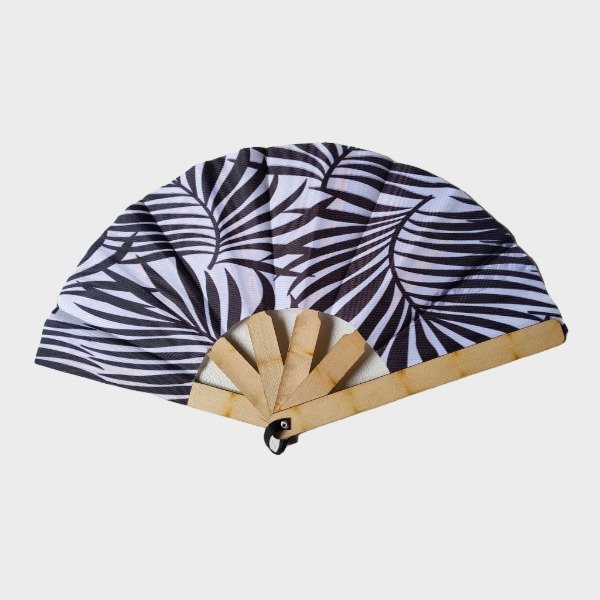 Producto - Abanico flores Blancas y Negras