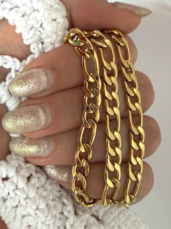 Producto - CD169 Cadena plana eslabón 3x1 grosor 1.6 largo 50 cm acero dorado