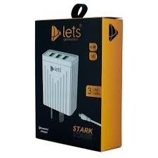 Producto - Cargador Lets 4.4A 3 USB + Cable V8 Blanco