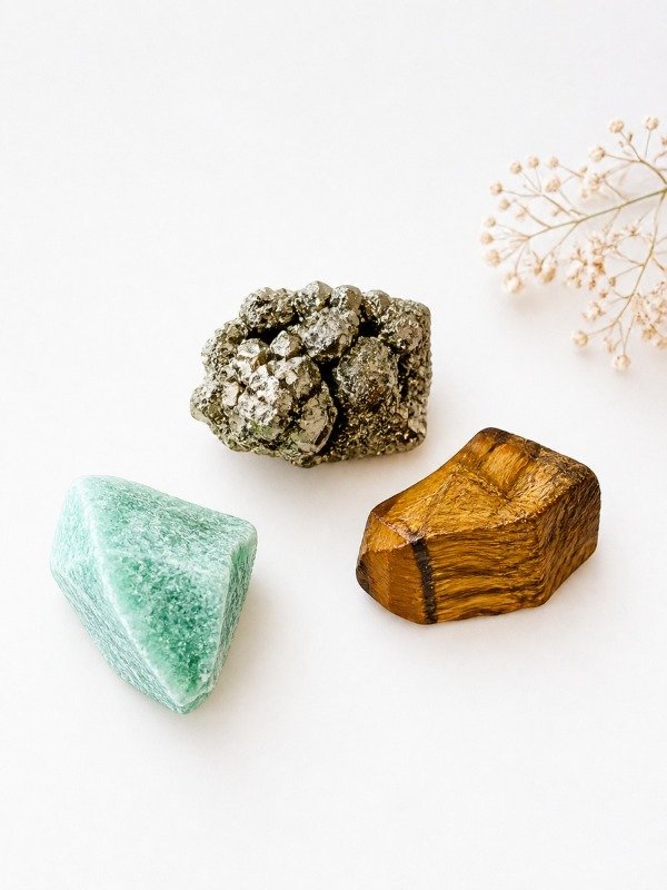 Producto - Kit Piedras Energéticas Prosperidad / Pirita, Cuarzo Verde, Ojo de Tigre - 0