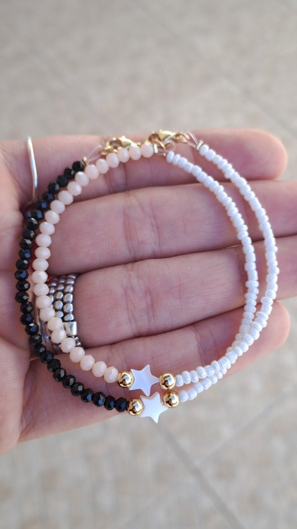 Producto - Pulsera de Oro Laminado con Cristales y Estrella Nacar