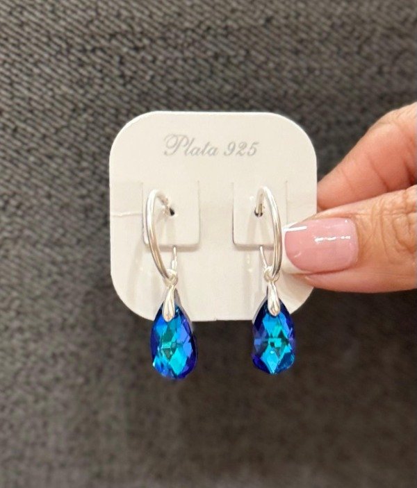 Producto - Argolla con dije gota azul