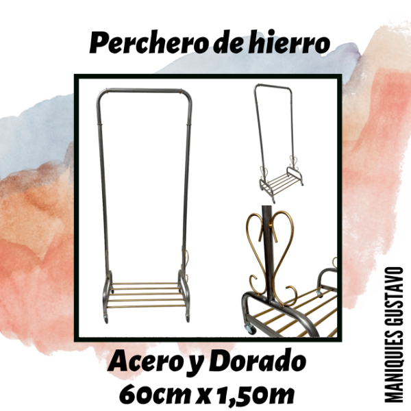 Producto - Perchero Insta 60 cm de hierro acero y dorado