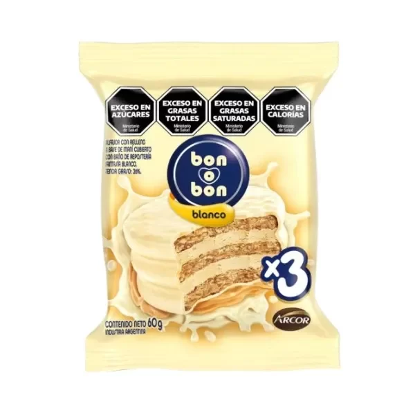 Producto - Alfajor Bon o Bon Blanco Triple 60gr