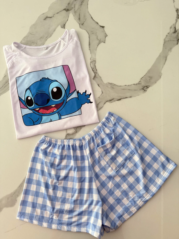 Producto - PIJAMA [STITCH CUADRILLE] CON BOLSILLO - CORTO
