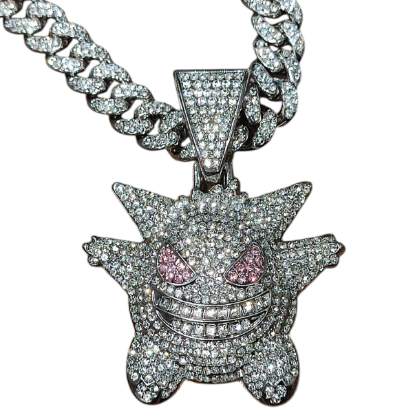 Producto - CADENA CON DIJE GENGAR FULL ICE PLATEADO