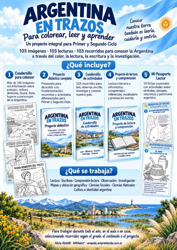 Producto - ARGENTINA EN TRAZOS - Para colorear, leer y aprender - 1