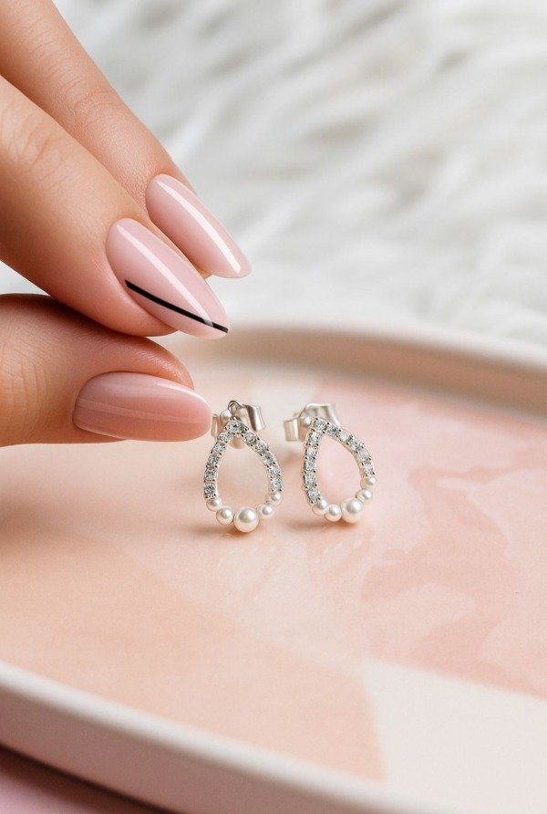 Producto - Aros de Plata 925 - Pasantes Gotas con perlas y microcubics