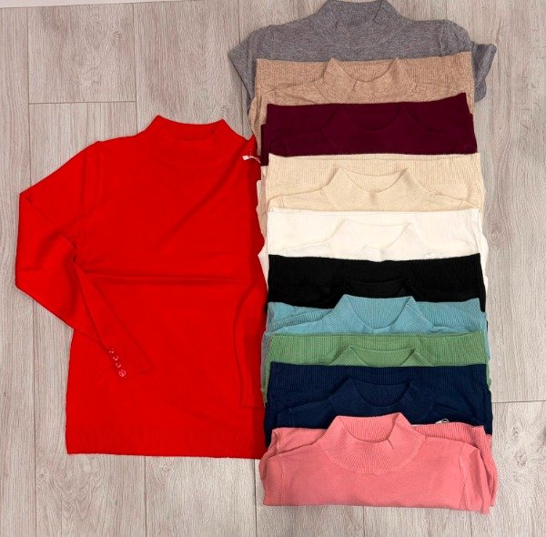 Media polera dama hilo esmerilado con botón puño (pack 12)
