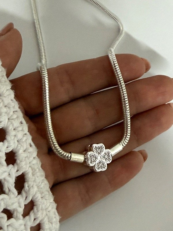 Producto - CB623 Collar Pandora cierre trébol con micropave 45 cm