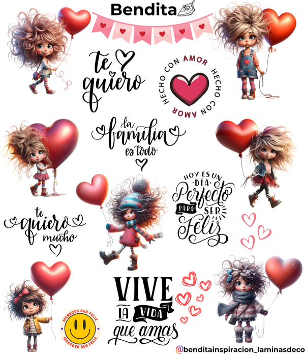 Producto - Bendita Plancha Nena con corazones XL