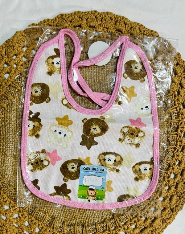Producto - Babero con tela impermeable - osos - rosa