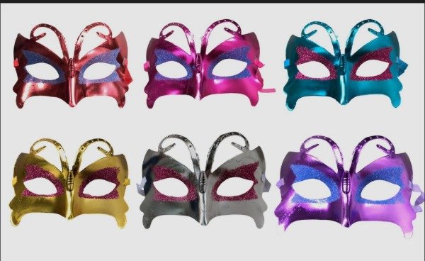 Producto - Antifaz veneciano mariposa metalizado gibre x 12