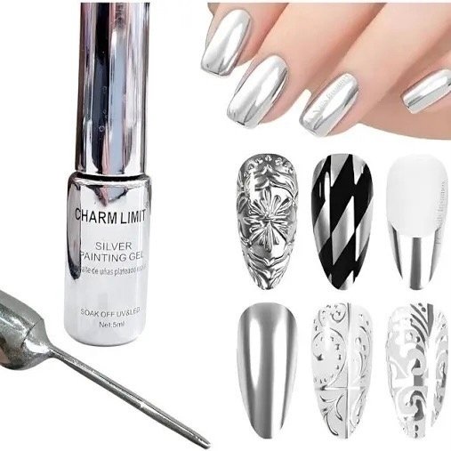 Producto - Caja x6u semi Charm Limit efecto plateado espejo liner 5ml JUN-CL13