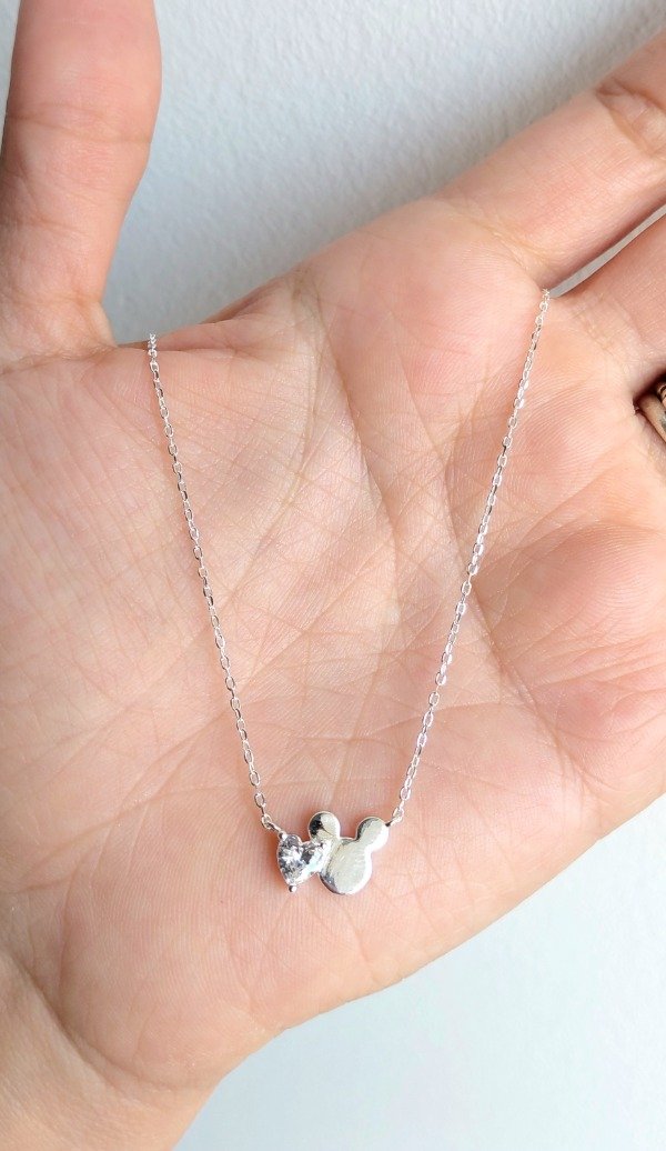 Producto - Collar de Plata Mickey con Corazón Cubic (40cm más alargue) - 0