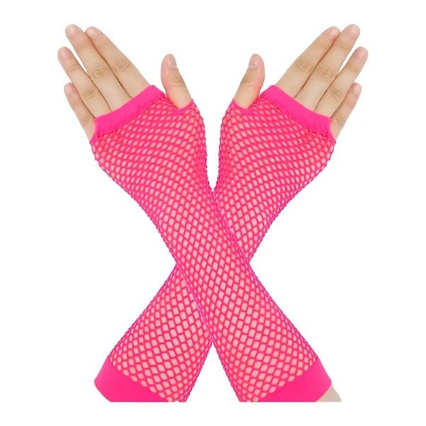 Producto - Guantes de red largos color rosa fluo