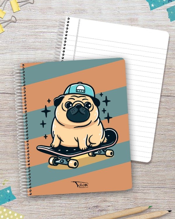 Producto - Cuaderno N3 rayado tapa rígida plástica 100h dis. perrito skater