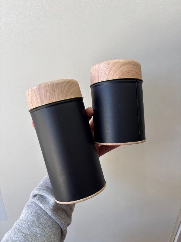 Producto - Latas Bamboo negras (yerbera + azucarera)