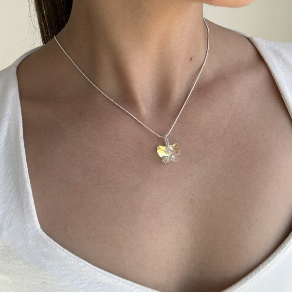 Producto - Conjunto mariposa cristal tornasol, cadena 50cm - 1