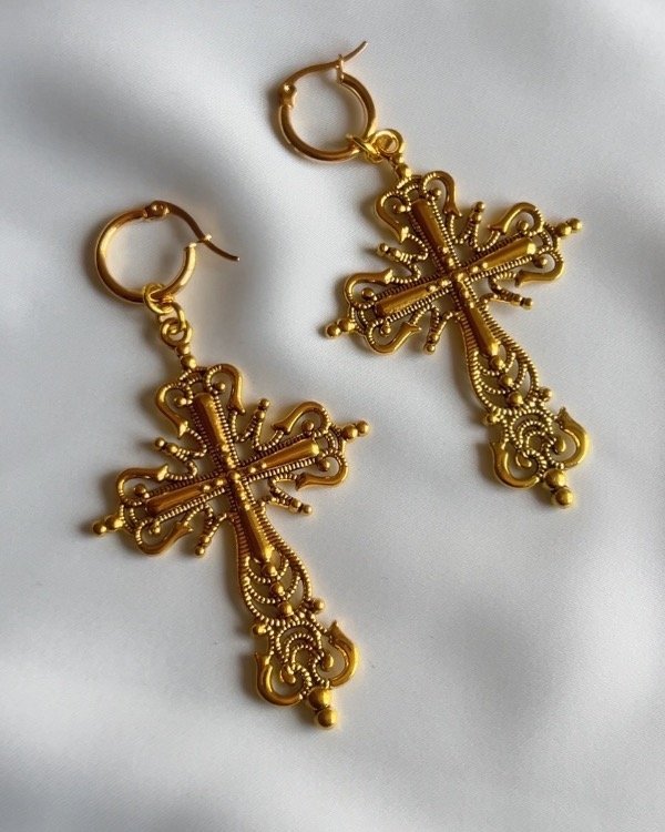 Producto - Aros cruz dorada