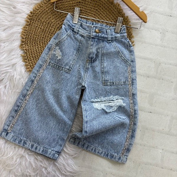 Jeans wide con brillo