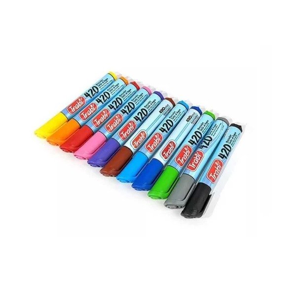 Producto - MARCADOR AL AGUA TRABI 420 PUNTA REDONDA COLORES VARIOS.