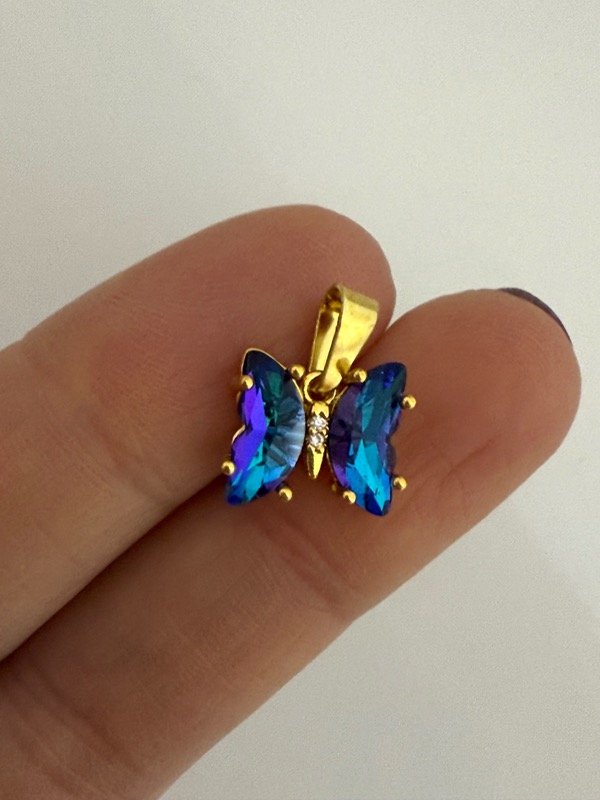 Producto - DD68 Dije mariposa azul acero dorado 1 cm