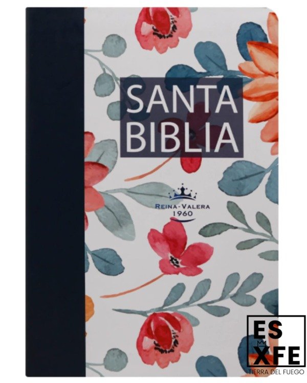 Producto - Biblia Letra Grande Tapa Flex - Azul Floreada