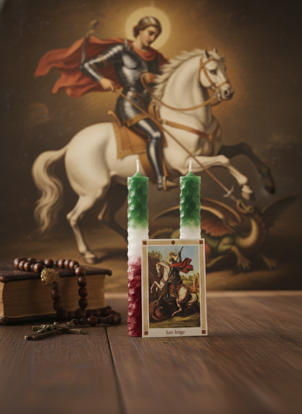 Producto - Velas de cera estampada San Jorge Novena de miel - Iluminarte