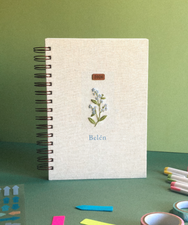 Producto - Agenda anillada personalizada flor+nombre