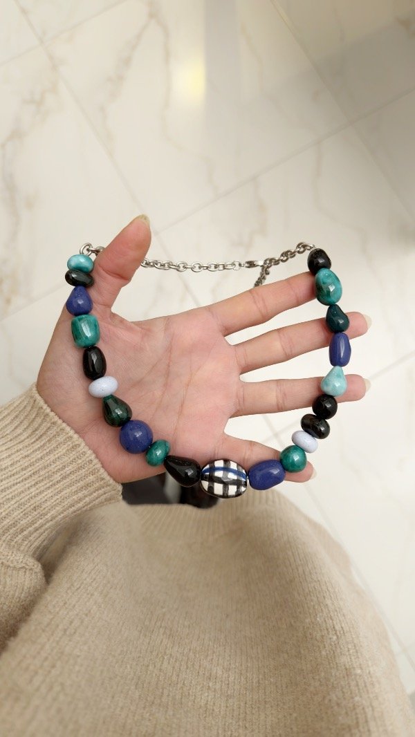 Producto - Collar mostacillas regulable azules